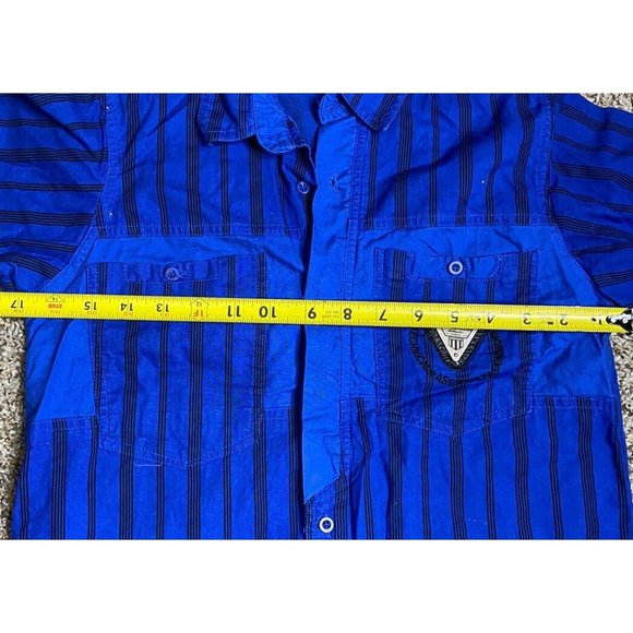 Boy's Medium 12/14 Retro Long Sleeve Blue Button Down Shirt Tomorrow Generation - Picture 11 of 15